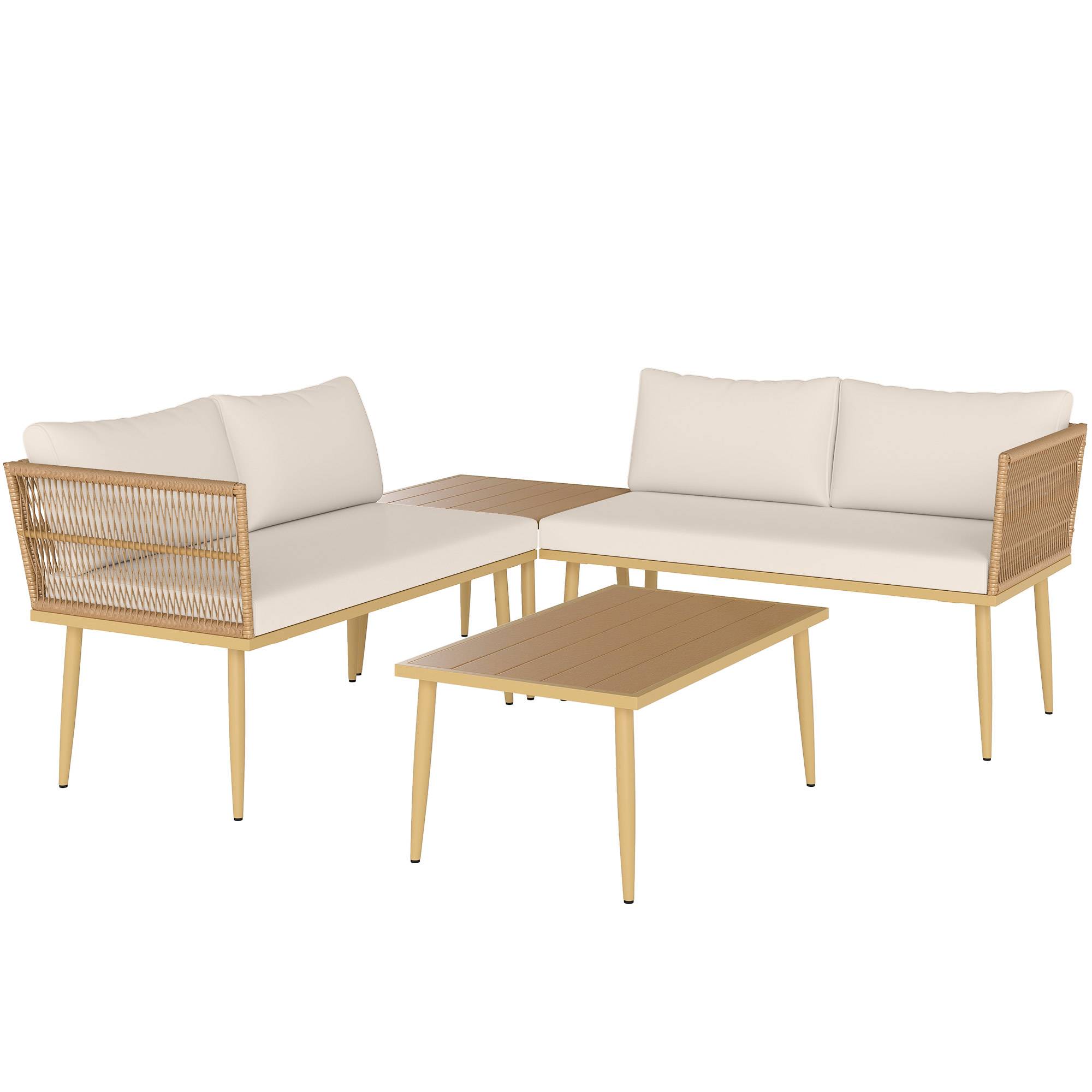 ComfortXL - Salon de jardin modulable résine tressée extérieur 2 canapés 2 tables - ComfortXL Outdoor Living - Image 2