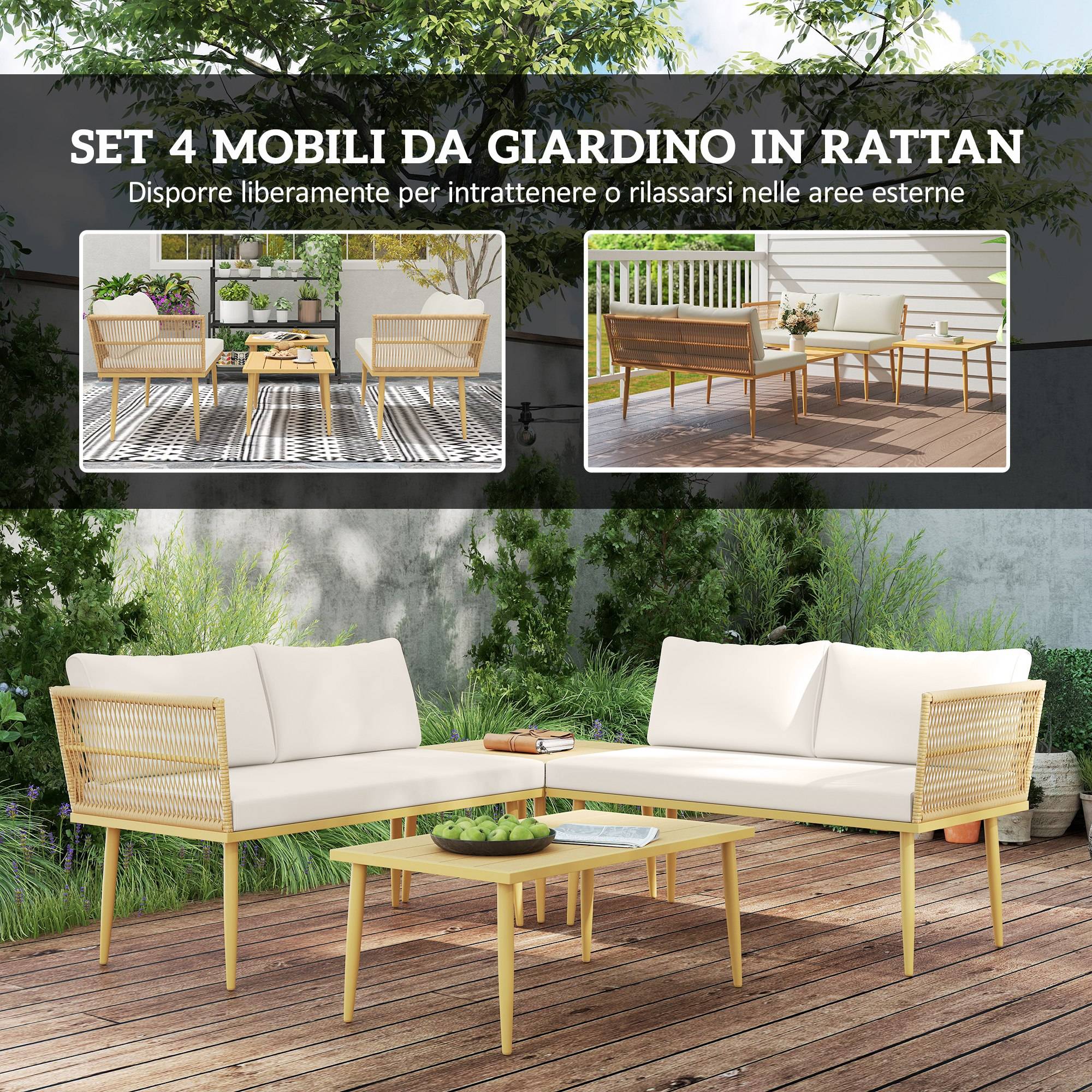 ComfortXL - Salon de jardin modulable résine tressée extérieur 2 canapés 2 tables - ComfortXL Outdoor Living - Image 6
