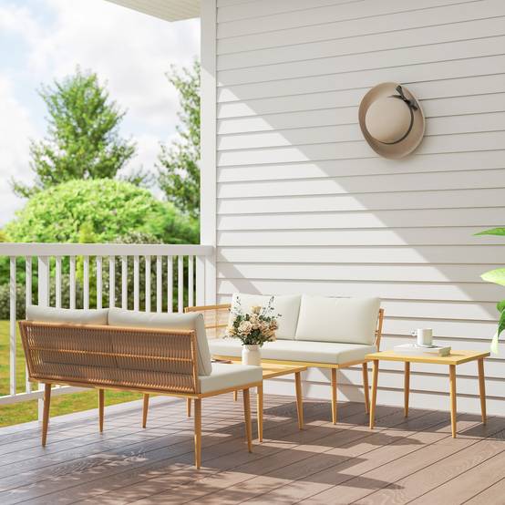 ComfortXL - Salon de jardin modulable résine tressée extérieur 2 canapés 2 tables - ComfortXL Outdoor Living - Image 10