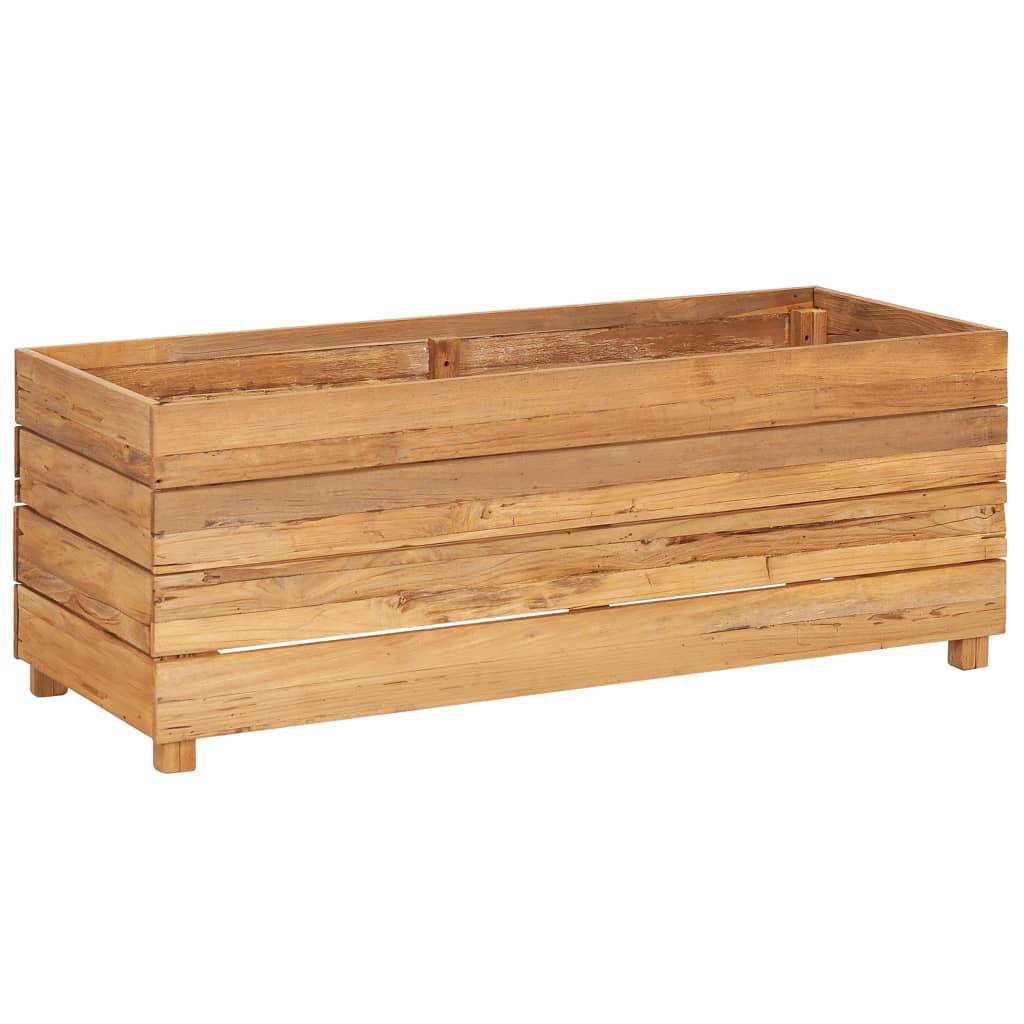 Helloshop26 - Lit surélevé jardinière 100 x 40 x 38 cm bois de teck recyclé et acier - Image 1