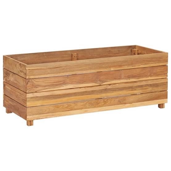 Helloshop26 - Lit surélevé jardinière 100 x 40 x 38 cm bois de teck recyclé et acier - Image 8