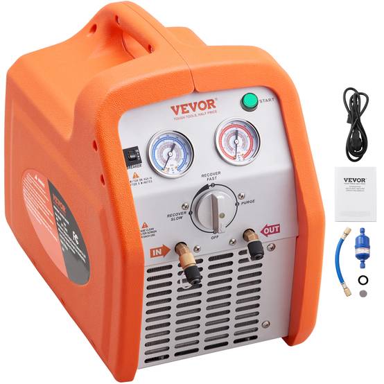 VEVOR Station récupération fluides frigo portable 1 HP double cylindre, 3,5 kg/min, auto-nettoyage. - Image 1