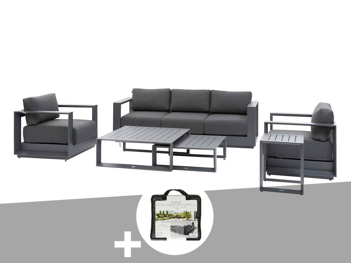 Hesperide - Salon de jardin en aluminium Allure graphite 5 places + housse de protection - Hespéride - Image 1