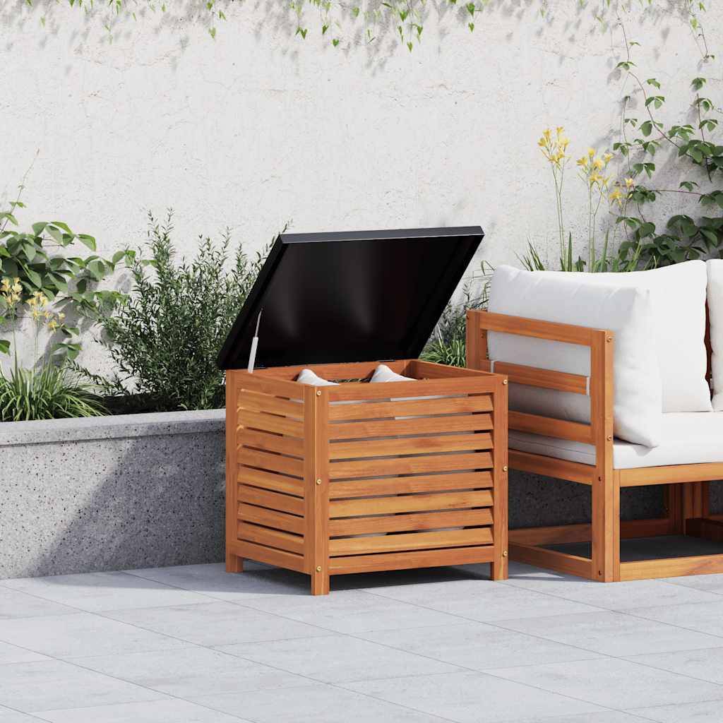 Coffre de jardin bois d'eucalyptus et métal marron 60 x 50 x 55 cm - PANGIVO - Image 1
