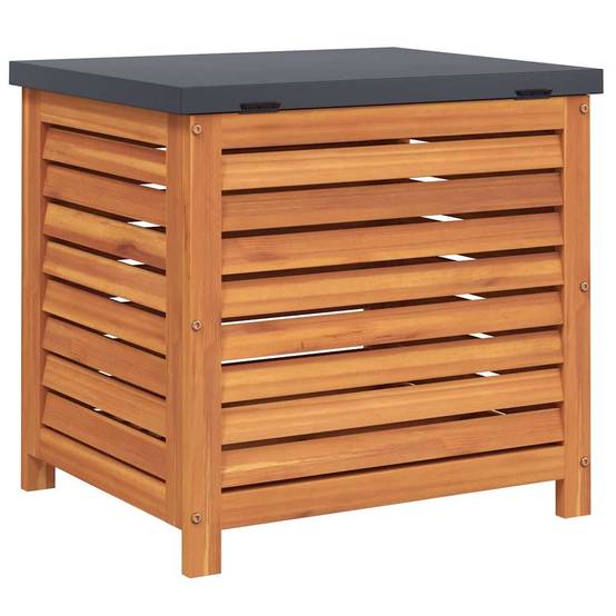 Coffre de jardin bois d'eucalyptus et métal marron 60 x 50 x 55 cm - PANGIVO - Image 6