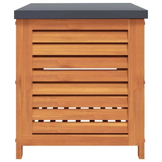 Coffre de jardin bois d'eucalyptus et métal marron 60 x 50 x 55 cm - PANGIVO - Image 5