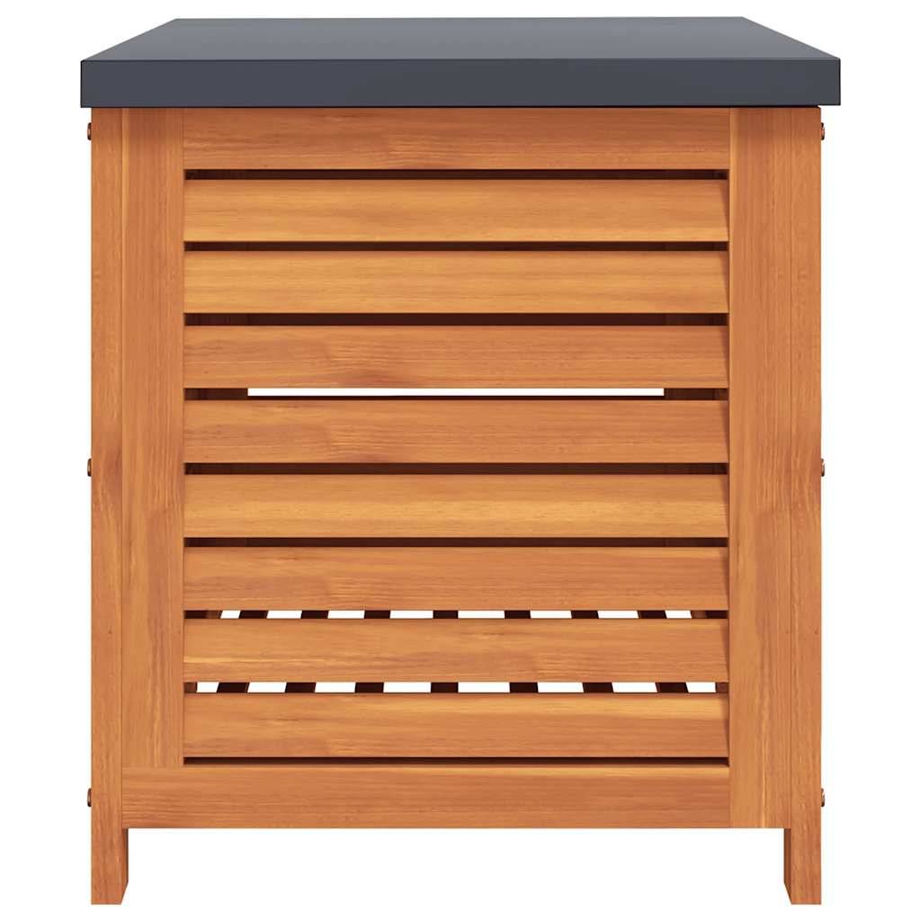 Coffre de jardin bois d'eucalyptus et métal marron 60 x 50 x 55 cm - PANGIVO - Image 5