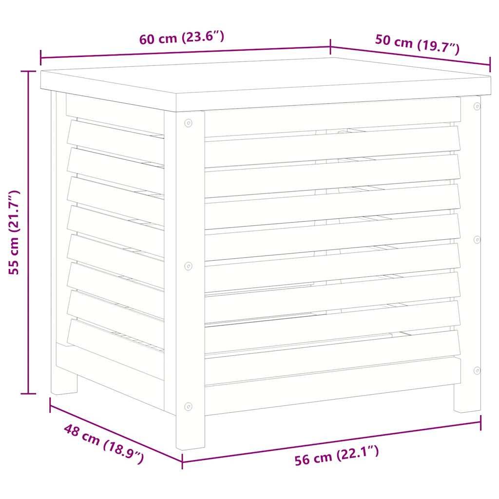 Coffre de jardin bois d'eucalyptus et métal marron 60 x 50 x 55 cm - PANGIVO - Image 9