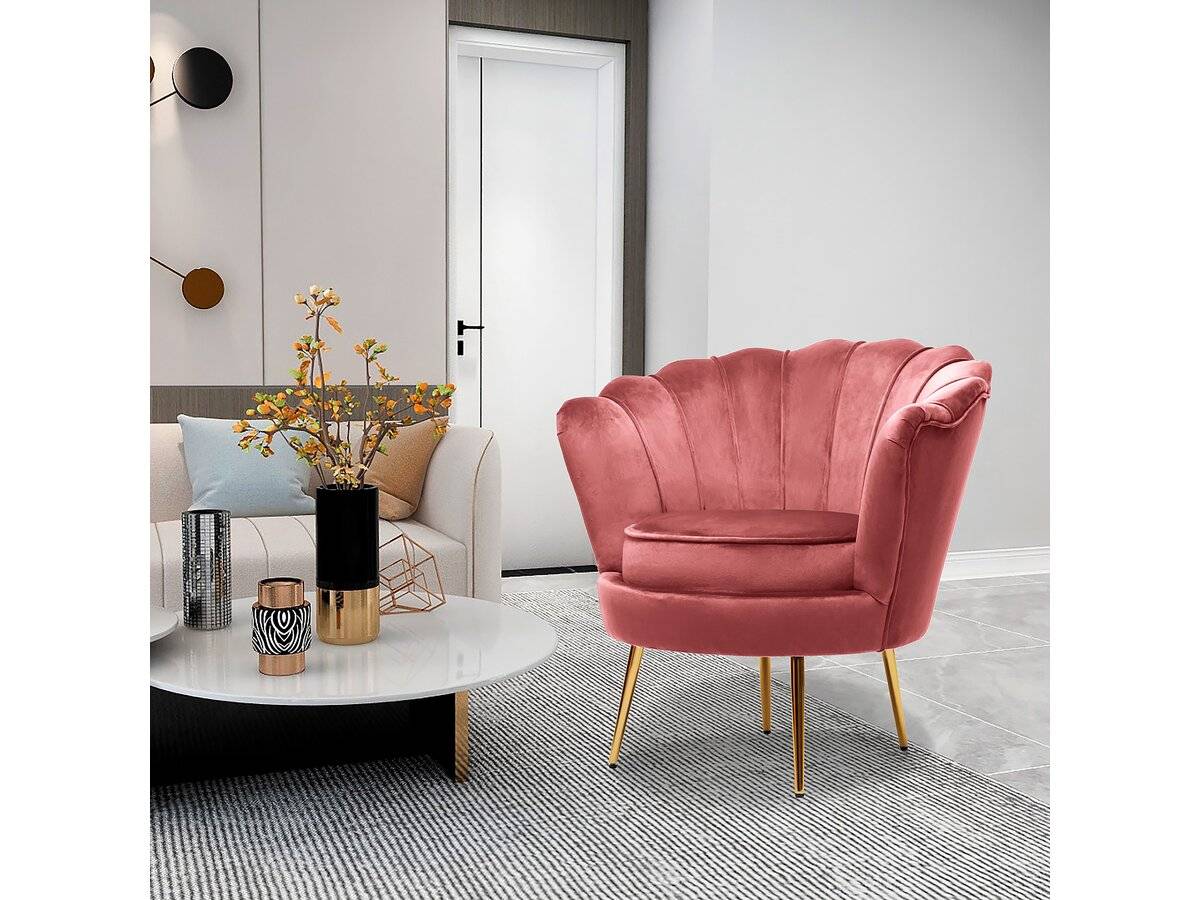 Fauteuil Velours "floria" - 70 X 73 X 76 Cm - Rose -habitat Et Jardin - Image 2