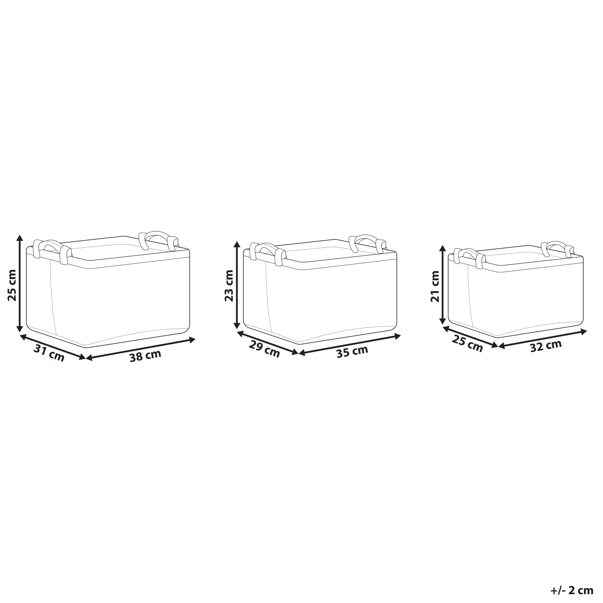 Beliani - Paniers Gris en Feutre et Bois Rangements Faits Main avec Anses Boîtes Rectangles Design Scandinave Lot de 3 - Imagen 3