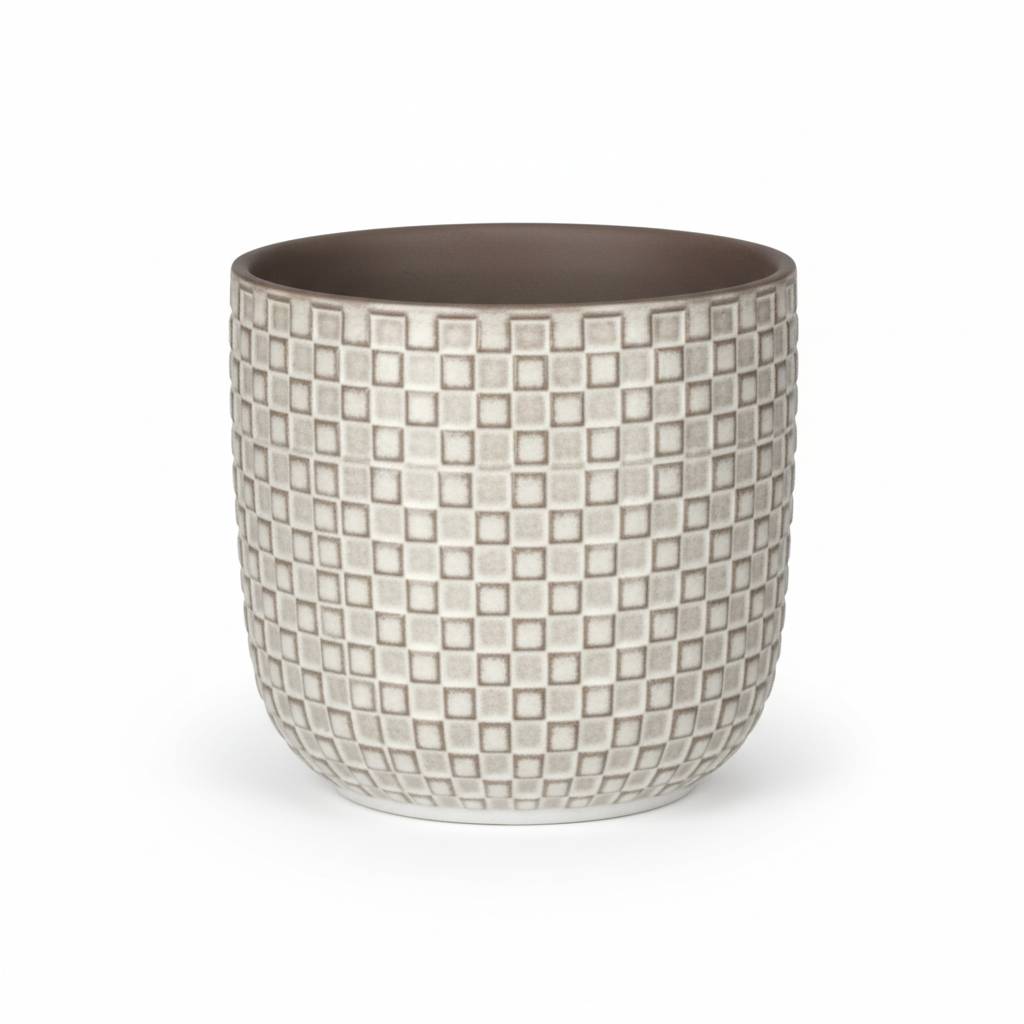 Pot de fleurs en relief blanc - D.13,5cm - Image 1