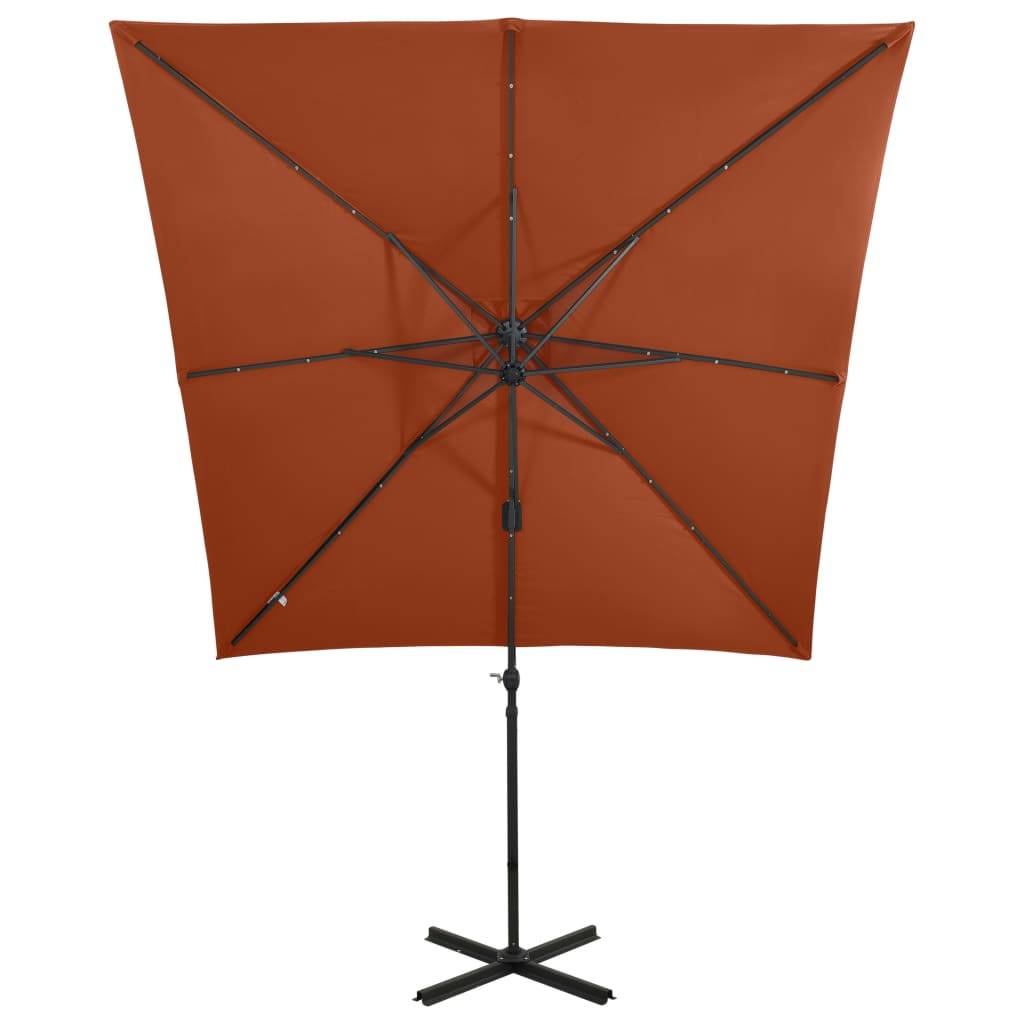 Helloshop26 - Parasol meuble de jardin déporté avec mât et lumières led 250 cm terre cuite - Imagen 5