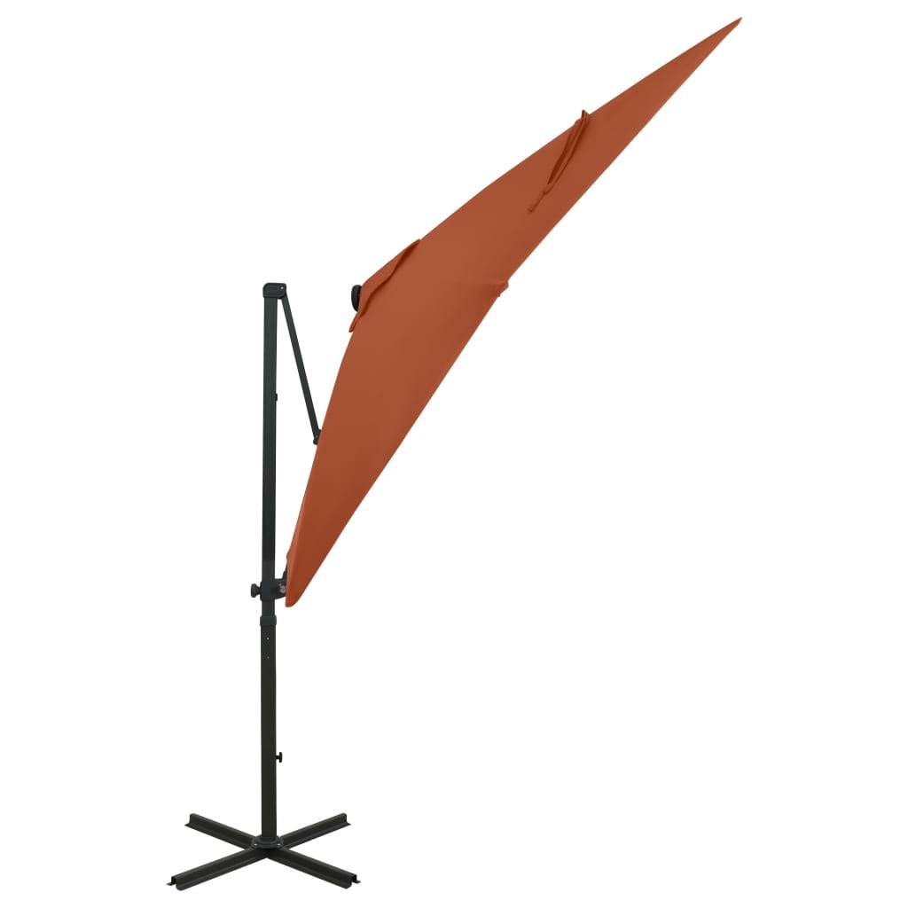 Helloshop26 - Parasol meuble de jardin déporté avec mât et lumières led 250 cm terre cuite - Imagen 2