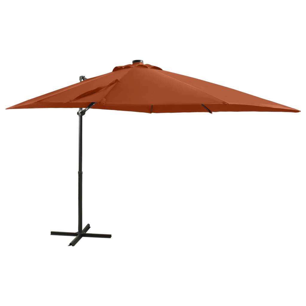 Helloshop26 - Parasol meuble de jardin déporté avec mât et lumières led 250 cm terre cuite - Imagen 1