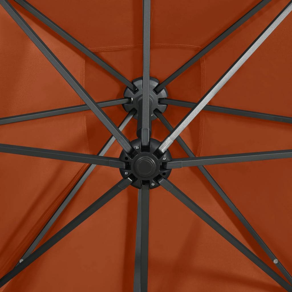 Helloshop26 - Parasol meuble de jardin déporté avec mât et lumières led 250 cm terre cuite - Imagen 7
