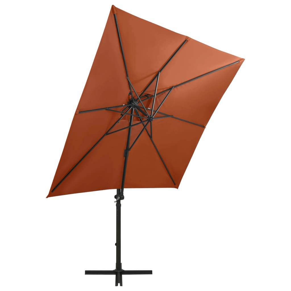 Helloshop26 - Parasol meuble de jardin déporté avec mât et lumières led 250 cm terre cuite - Imagen 4
