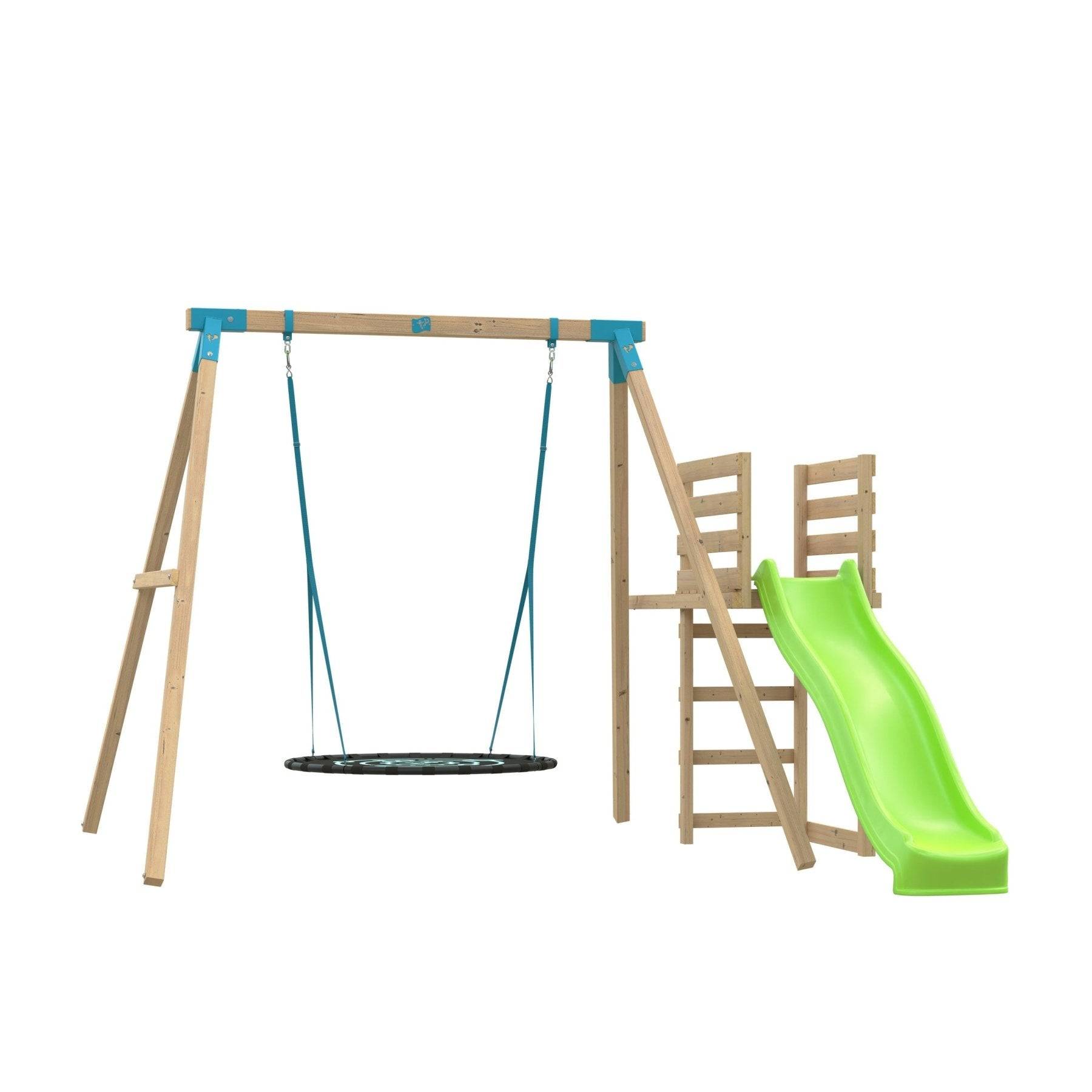 Tp Toys - Portique balançoire nid d'oiseau et toboggan - bois carré FSC® - H243 cm - ALYSSE - Imagen 2