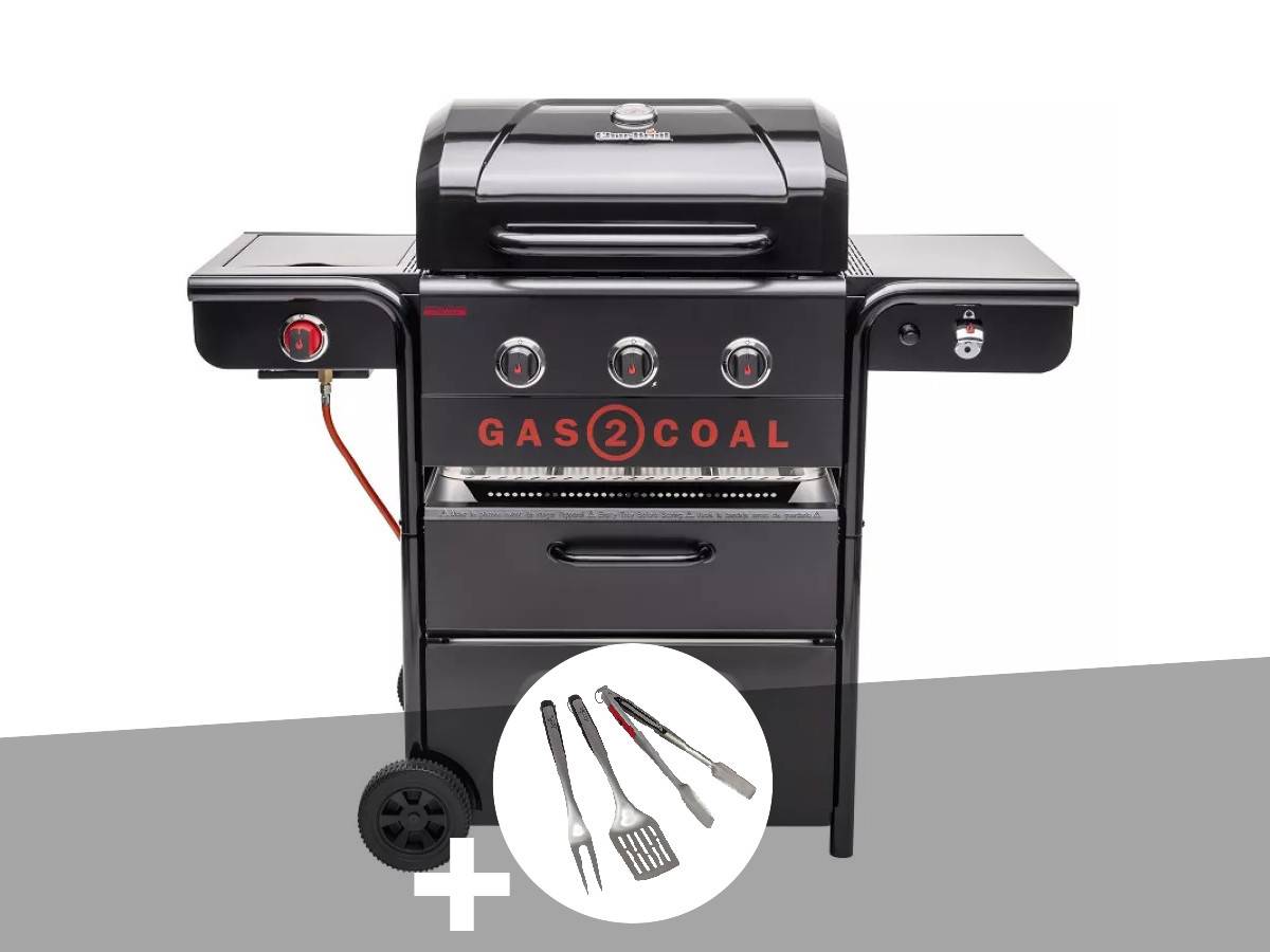 Char-broil - Barbecue hybride gaz et charbon Gas2coal Special Edition - 3 brûleurs + Kit 3 ustensiles - Char-Broil - Image 1