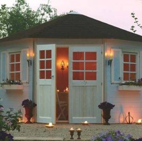 Abri de jardin NANCY en bois 7,78 m², Toiture Shingle rouge - Imagen 1