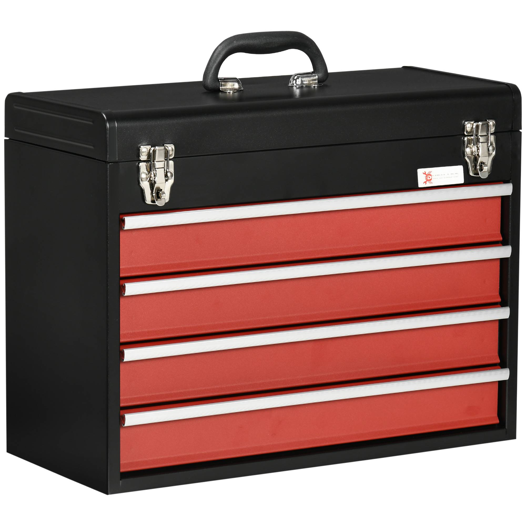 Sans Marque - Mallette à outils, boîte à outils, 4 tiroirs, verrouillable, boîtier en acier, noir+rouge, 51 x 22 x 39,5 cm - Image 1