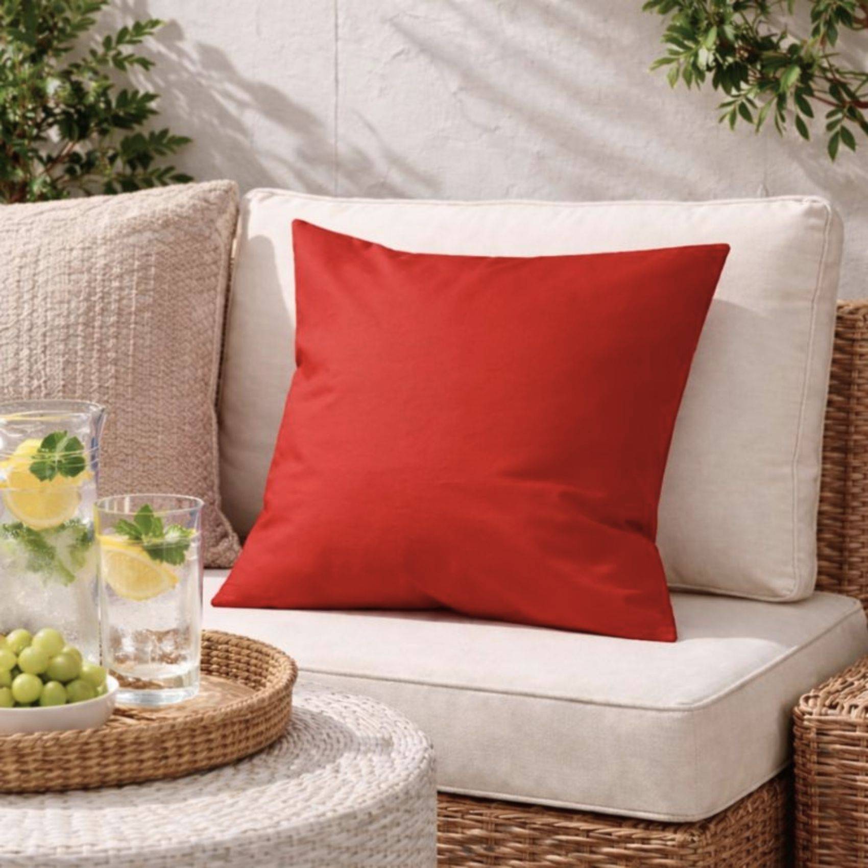 Home Maison - Housse de coussin extérieur imperméable - HOME MAISON - Polyester - Rouge - Imagen 3