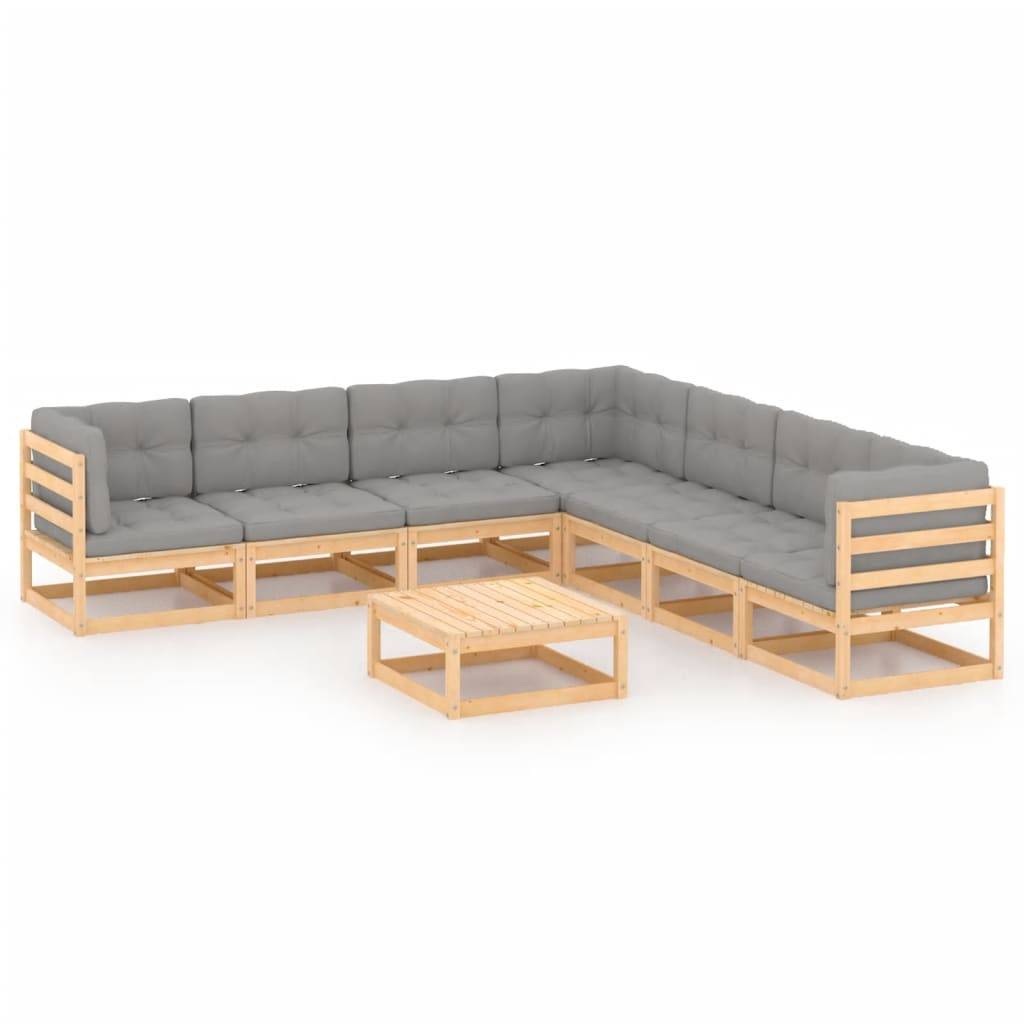 Helloshop26 - Salon de jardin meuble d'extérieur ensemble de mobilier 8 pièces avec coussins bois de pin massif - Imagen 1