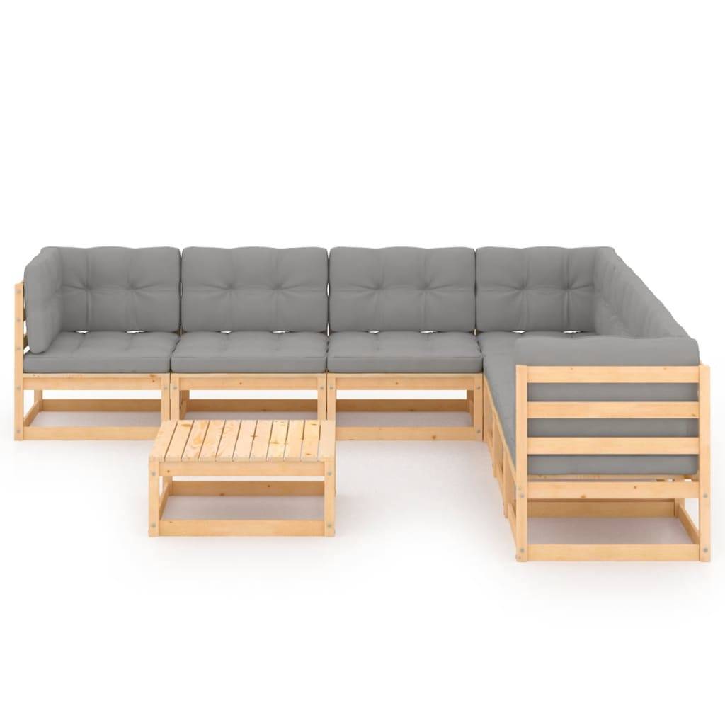Helloshop26 - Salon de jardin meuble d'extérieur ensemble de mobilier 8 pièces avec coussins bois de pin massif - Imagen 2