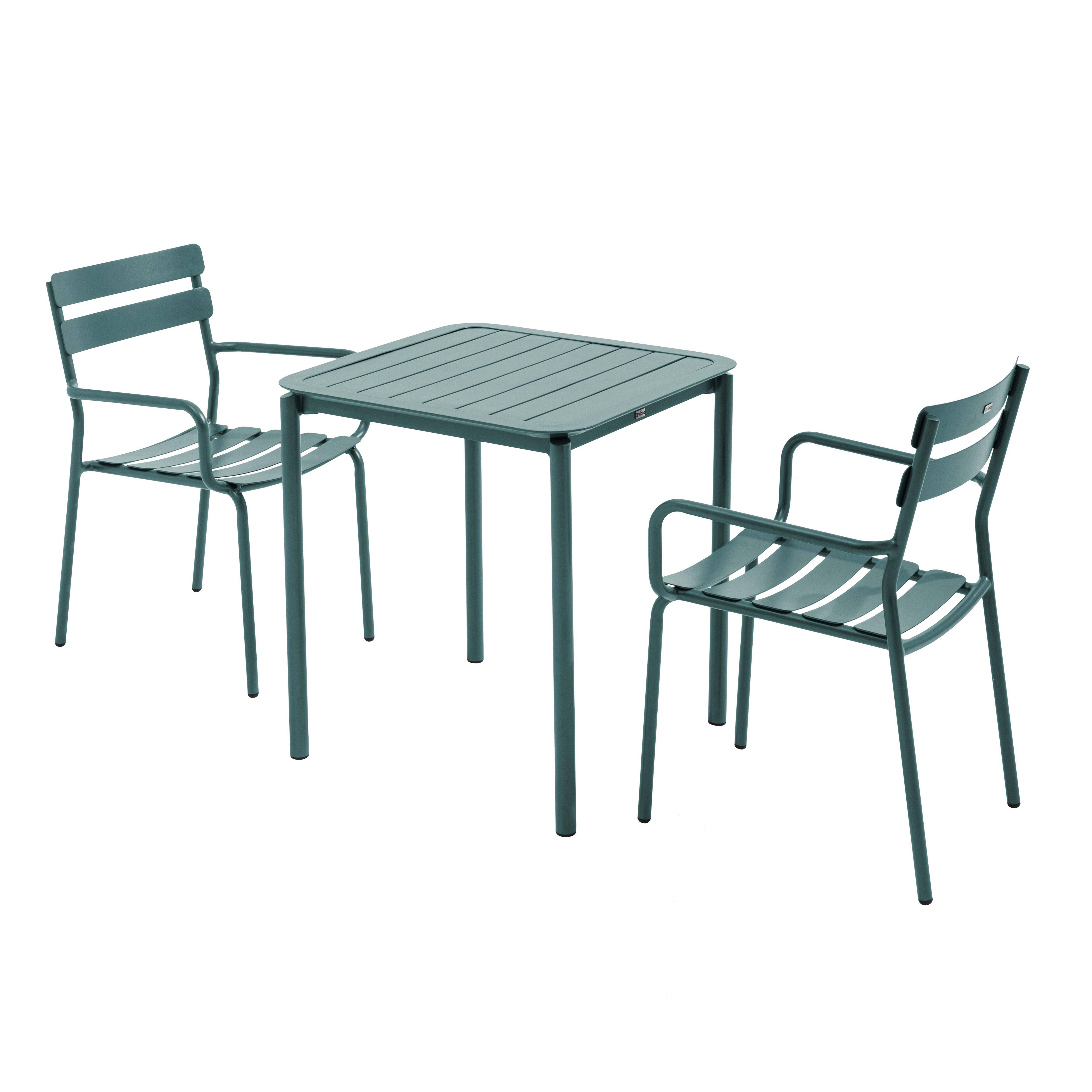 Oviala - Ensemble table de terrasse 70cm et 2 fauteuils vert foncé Almada - Oviala - Imagen 1