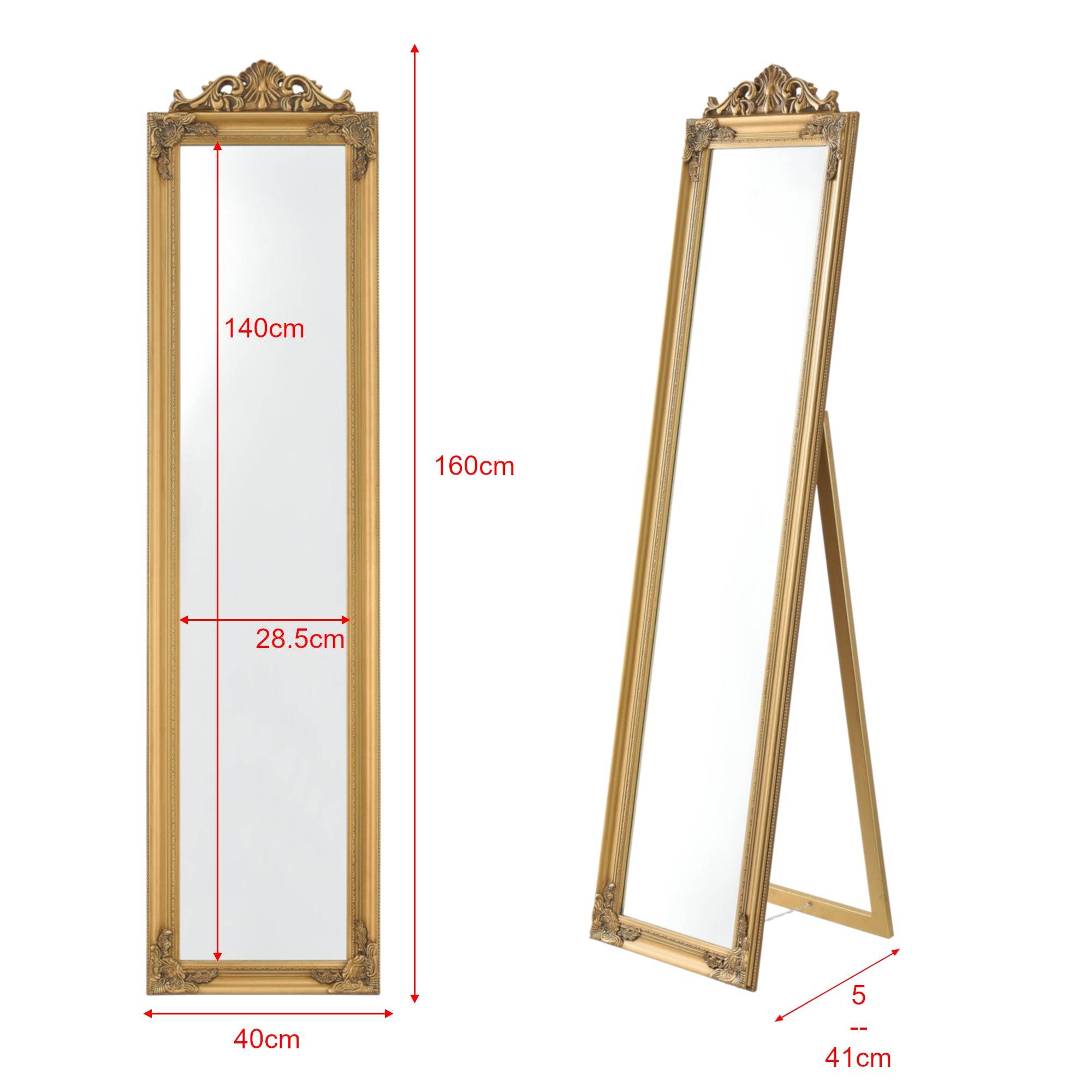 Helloshop26 - Miroir sur pied inclinable 160 x 40 cm doré - Imagen 4