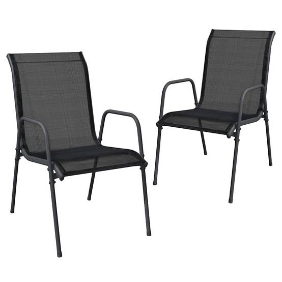PANGIVO - Chaises de jardin Acier et textilène Noir 51 x 66 x 88 cm - PANGIVO - Image 2