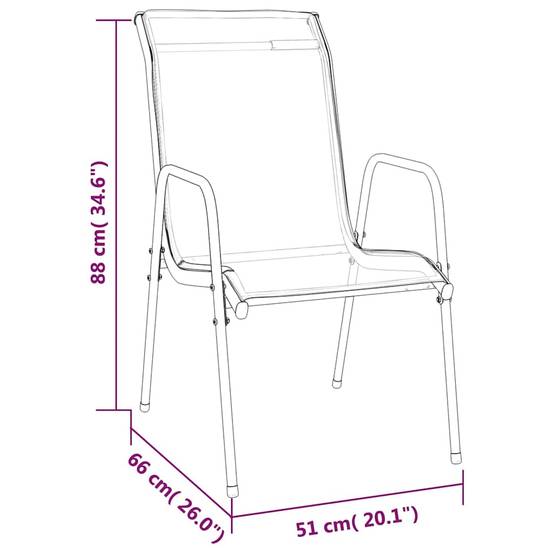 PANGIVO - Chaises de jardin Acier et textilène Noir 51 x 66 x 88 cm - PANGIVO - Image 6