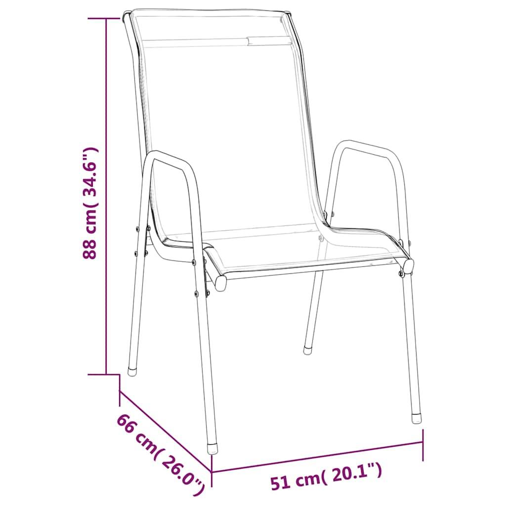 PANGIVO - Chaises de jardin Acier et textilène Noir 51 x 66 x 88 cm - PANGIVO - Image 6