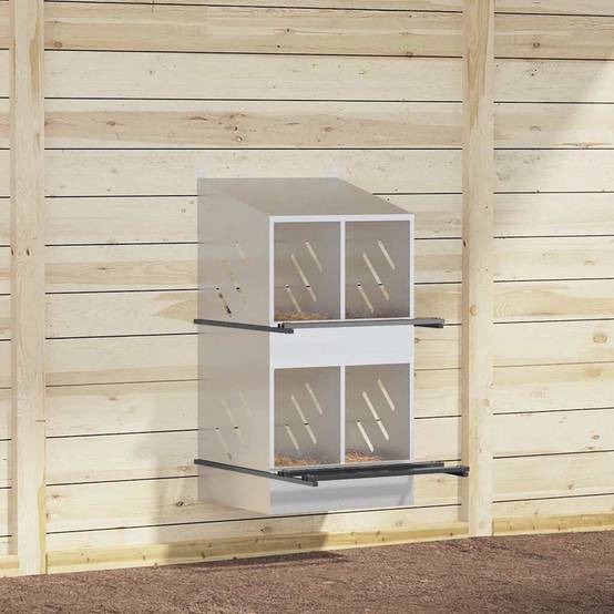 Pondoir de Poules 4 Compartiments Acier Galvanisé Nichoir Double Étage – ComfortXL Outdoor Living - Image 1