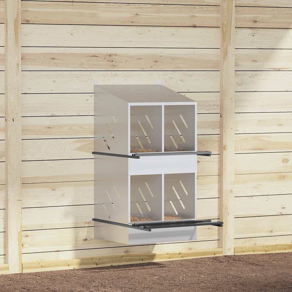Pondoir de Poules 4 Compartiments Acier Galvanisé Nichoir Double Étage – ComfortXL Outdoor Living - Image 1