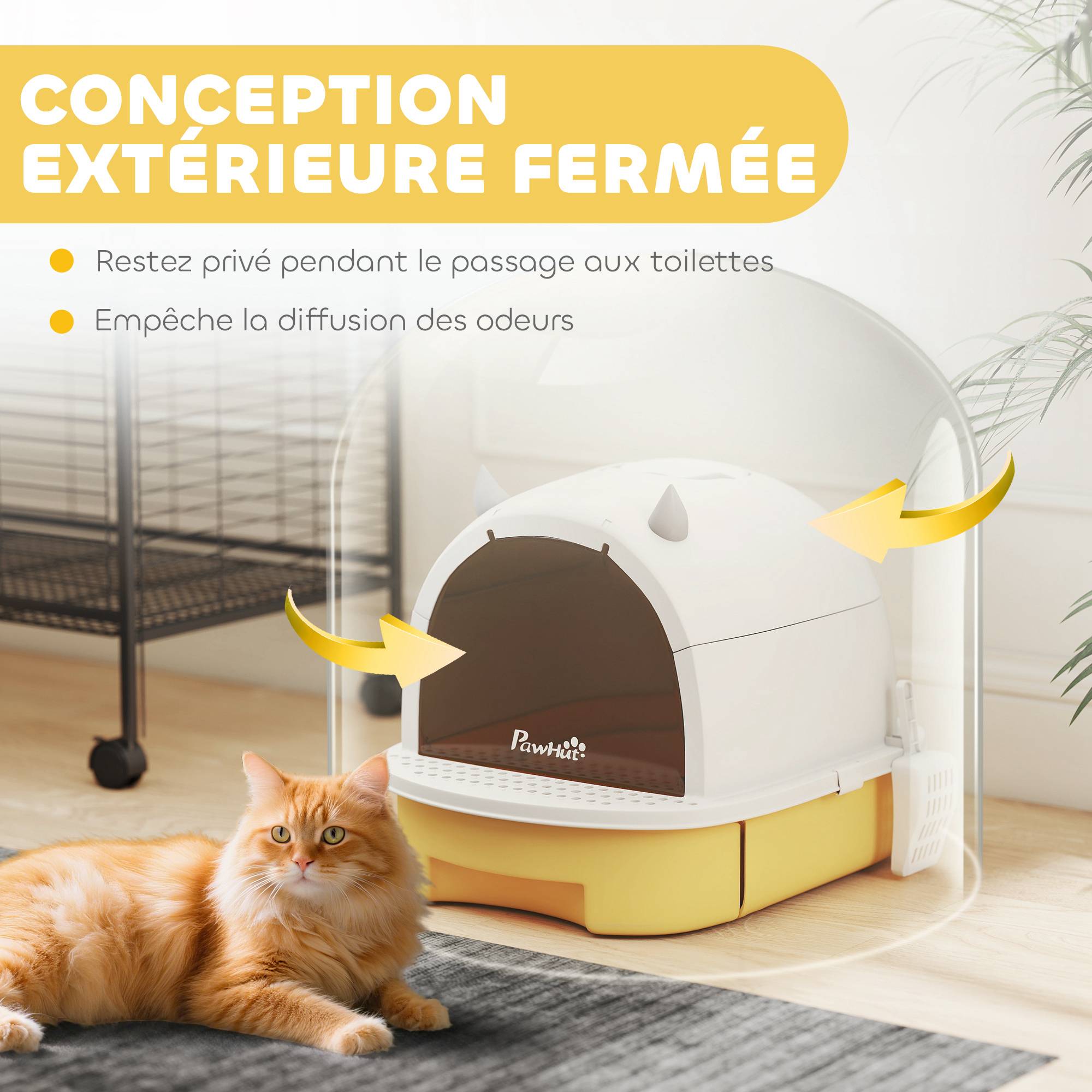 ComfortXL - Maison de toilette PP intérieur filtre charbon actif porte translucide 40x52x39cm jaune - ComfortXL Outdoor Living - Image 6