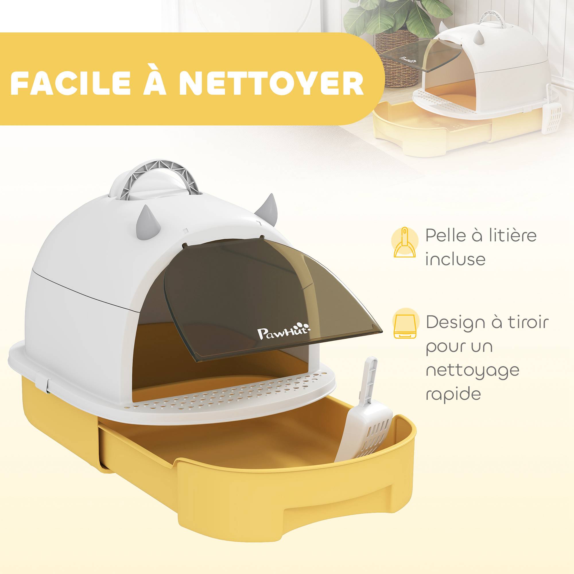 ComfortXL - Maison de toilette PP intérieur filtre charbon actif porte translucide 40x52x39cm jaune - ComfortXL Outdoor Living - Image 7