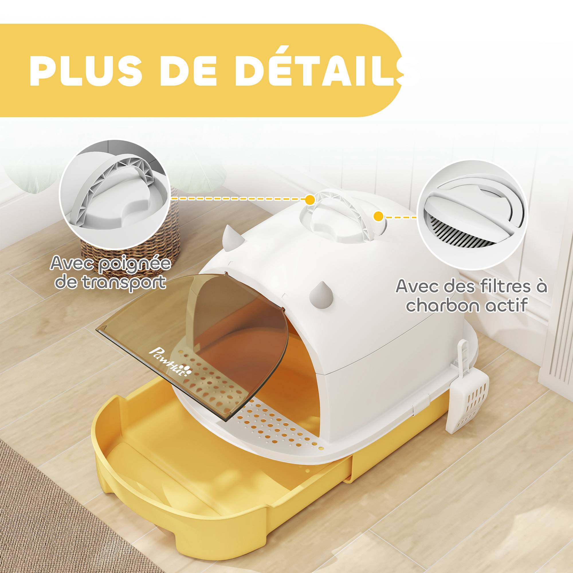 ComfortXL - Maison de toilette PP intérieur filtre charbon actif porte translucide 40x52x39cm jaune - ComfortXL Outdoor Living - Image 9
