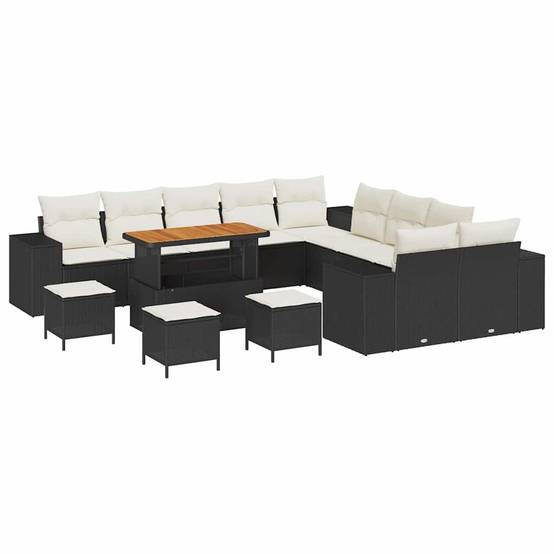 Salon de jardin 12 places acacia et polyrotin modulable pour extérieur Noir – ComfortXL Outdoor Living - Image 2