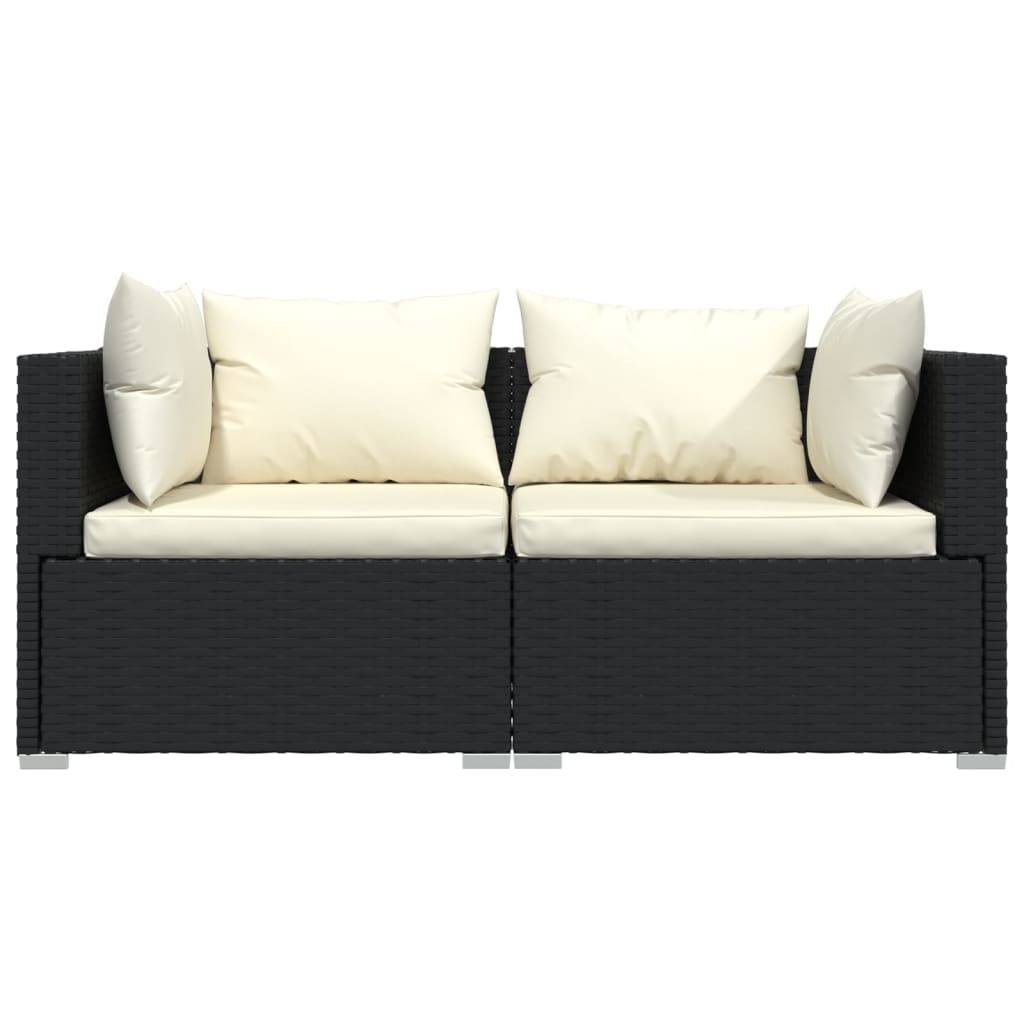 Helloshop26 - Salon de jardin meuble d'extérieur ensemble de mobilier 3 pièces avec coussins noir résine tressée - Imagen 3