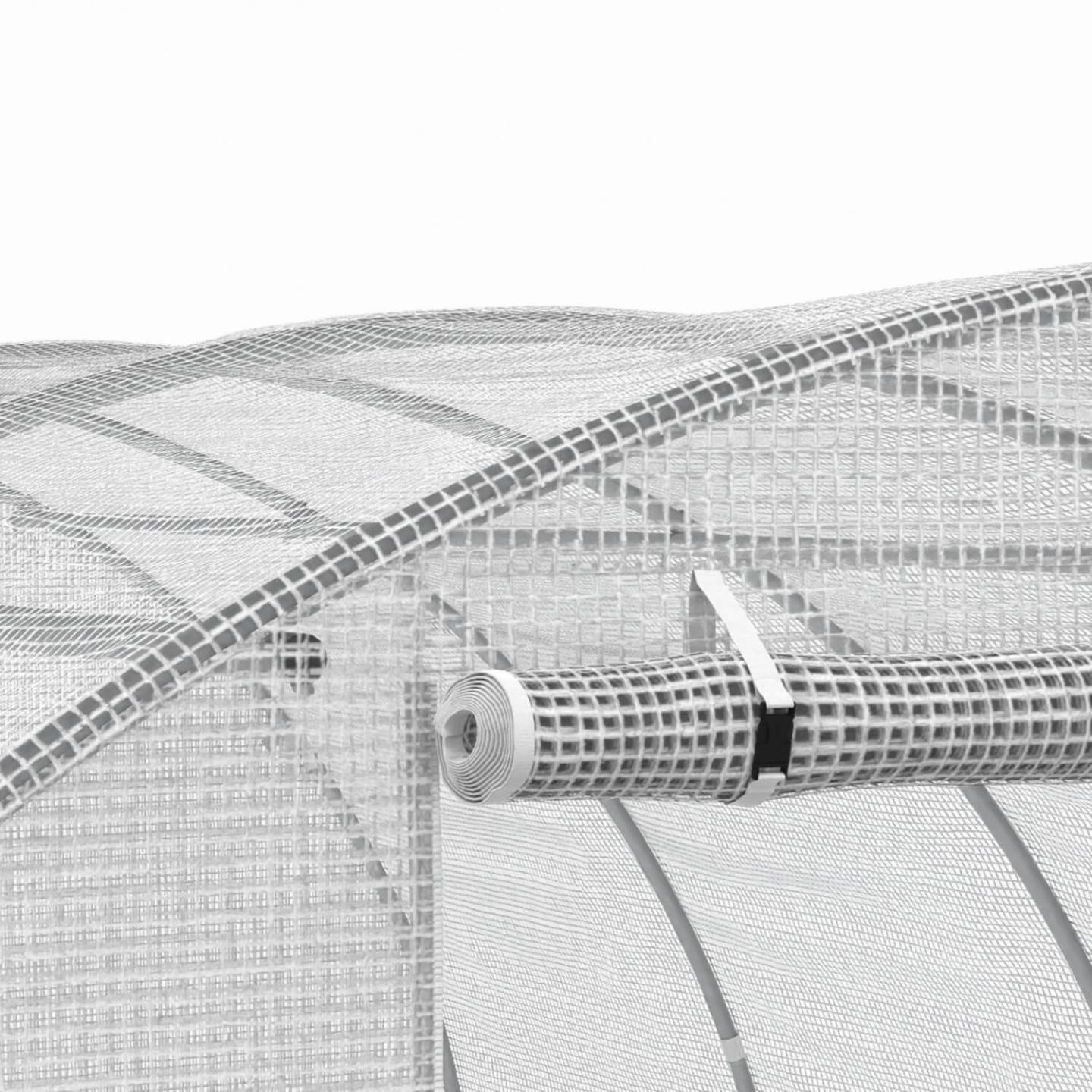 IDMARKET - Serre de jardin tunnel 12m² 4 x 3 x 2 m acier galvanisé + bâche anti-UV avec porte et fenêtres ZEBRA blanche - Image 7