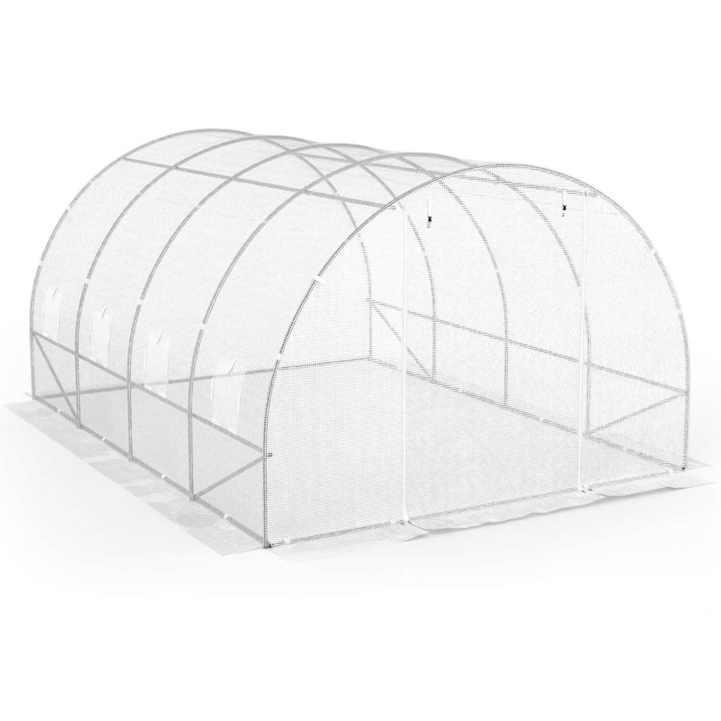 IDMARKET - Serre de jardin tunnel 12m² 4 x 3 x 2 m acier galvanisé + bâche anti-UV avec porte et fenêtres ZEBRA blanche - Image 3