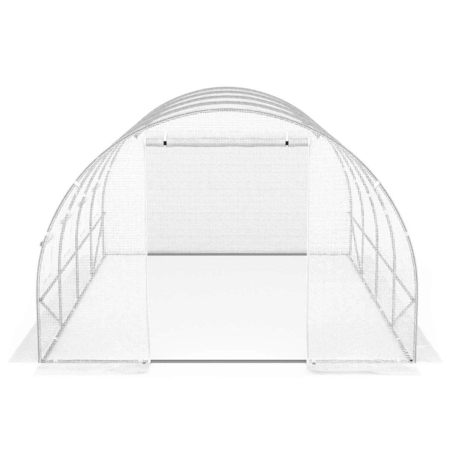 IDMARKET - Serre de jardin tunnel 12m² 4 x 3 x 2 m acier galvanisé + bâche anti-UV avec porte et fenêtres ZEBRA blanche - Image 4