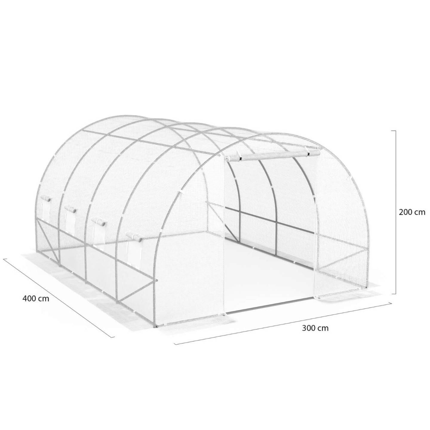 IDMARKET - Serre de jardin tunnel 12m² 4 x 3 x 2 m acier galvanisé + bâche anti-UV avec porte et fenêtres ZEBRA blanche - Image 5