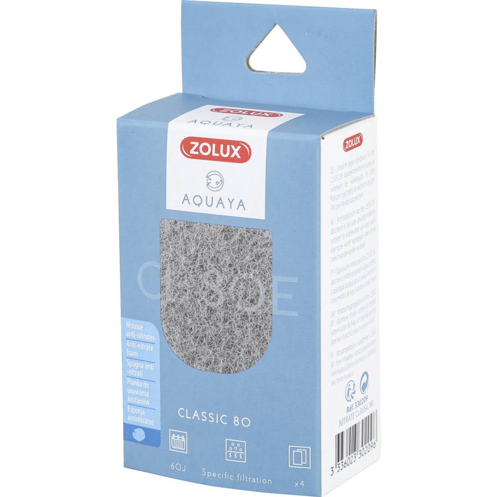 Zolux - Filtre pour pompe classic 80, filtre CL 80 E mousse anti nitrates x 4 pour aquarium - Image 2