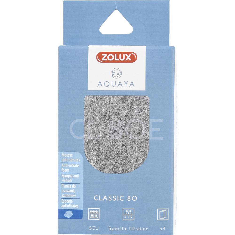 Zolux - Filtre pour pompe classic 80, filtre CL 80 E mousse anti nitrates x 4 pour aquarium - Image 1