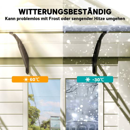 Auvent de porte polycarbonate pour fenêtre protection anti-UV et pluie 295x90cm Blanc - ComfortXL Outdoor Living - Image 8
