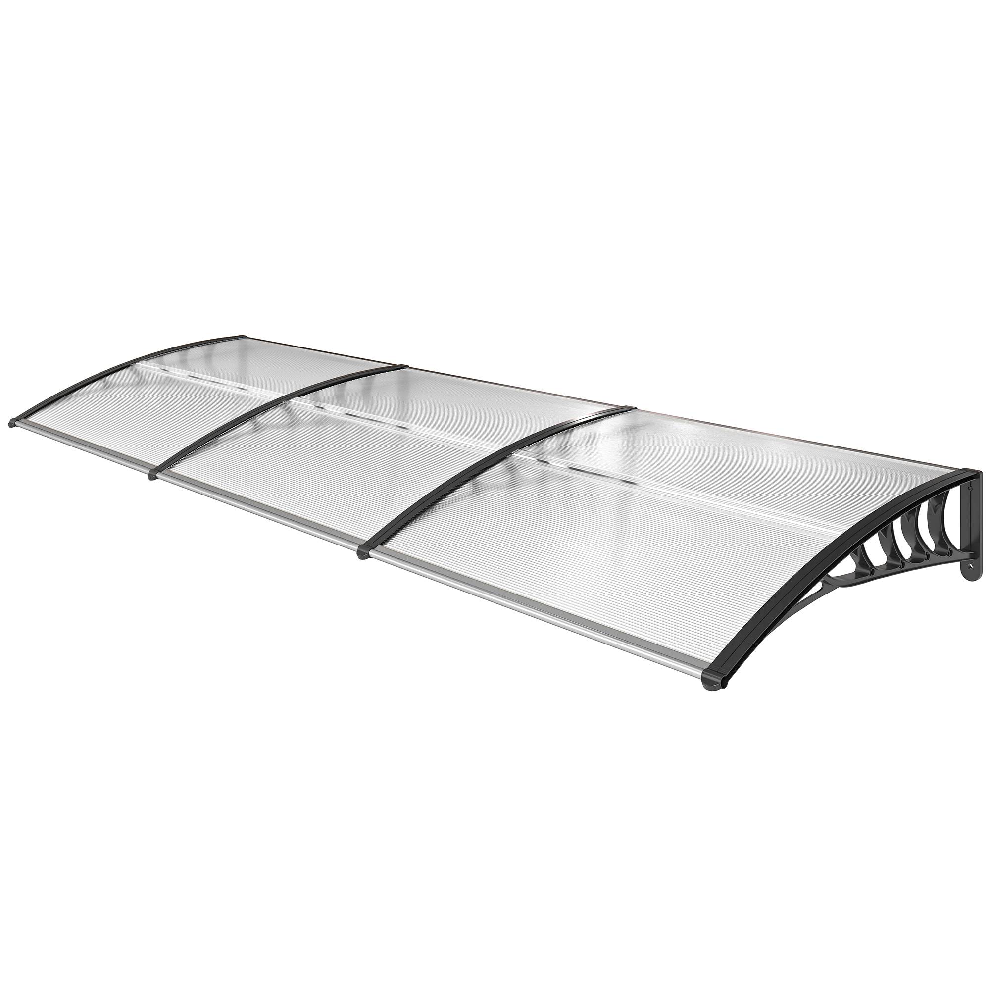 Auvent de porte polycarbonate pour fenêtre protection anti-UV et pluie 295x90cm Blanc - ComfortXL Outdoor Living - Image 2