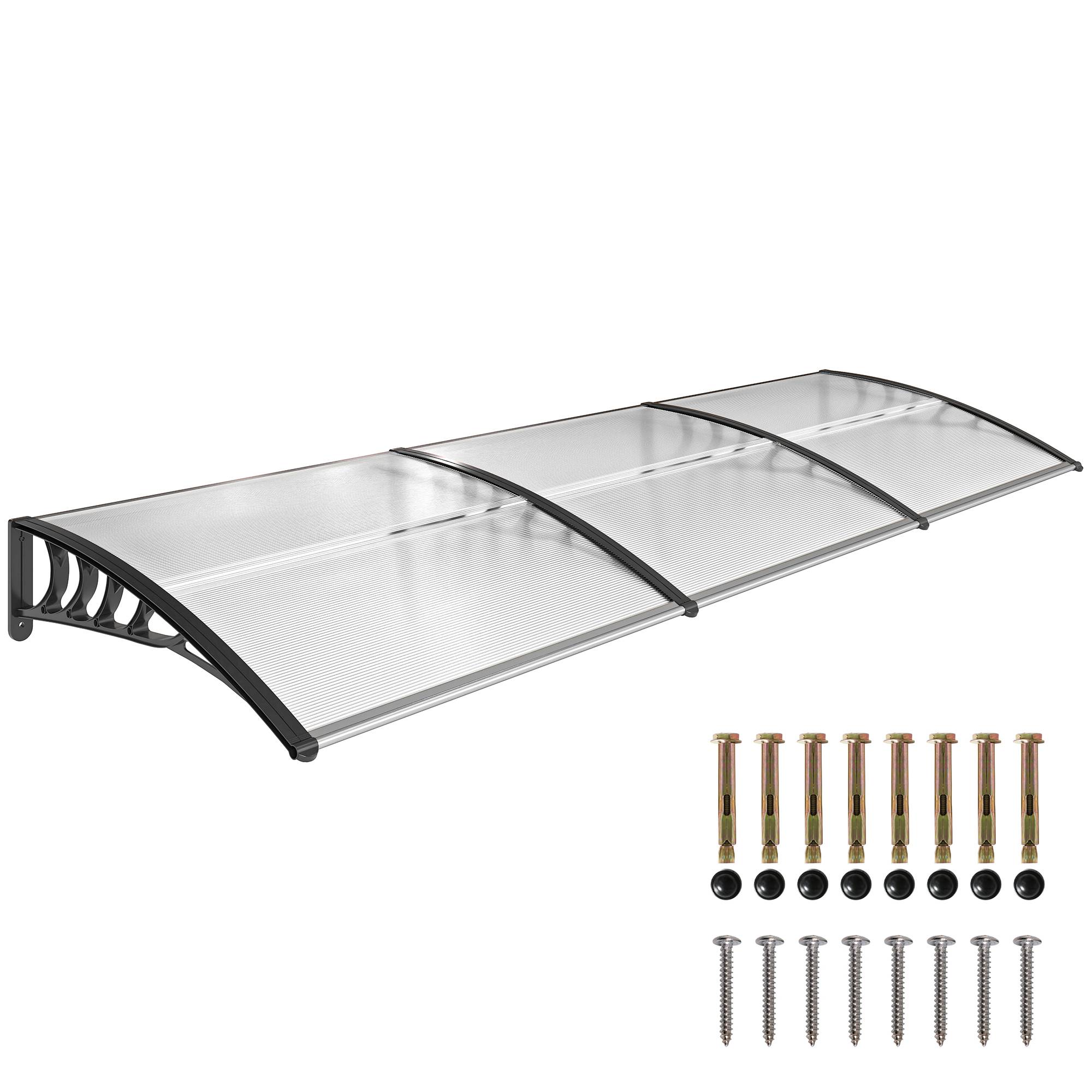 Auvent de porte polycarbonate pour fenêtre protection anti-UV et pluie 295x90cm Blanc - ComfortXL Outdoor Living - Image 1