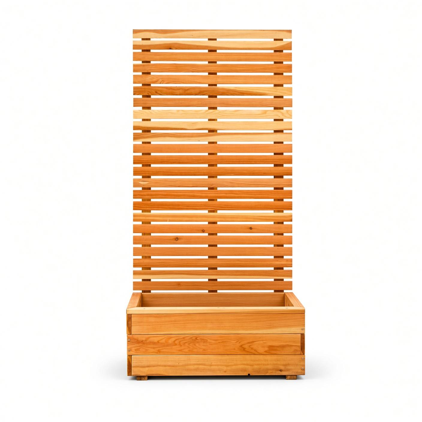 Jardinière brise-vue en mélèze « Horizon » H 117 x L 59 x P 43 cm – bac de plantation et panneau à lames horizontales – kit - Image 1