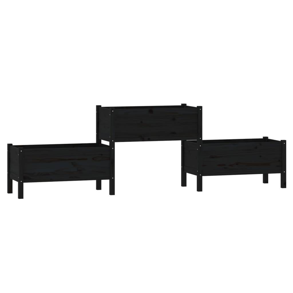 Maison Chic - Jardinière, Bac à fleurs, Pot de fleurs Noir 245,5x44x75 cm Bois massif de pin - Imagen 1